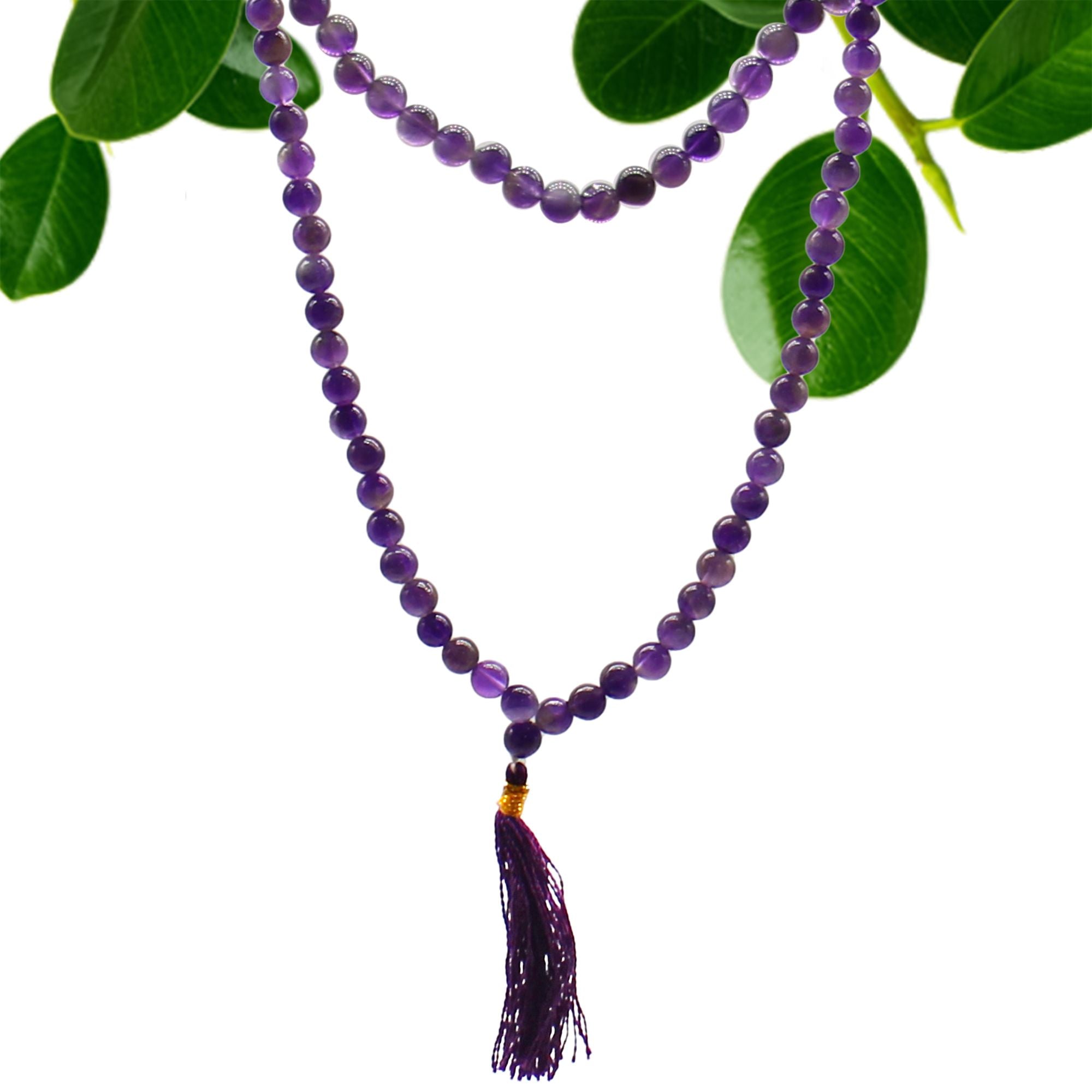 108 Bead Mala with Amethyst Gemstone for Chanting Practice