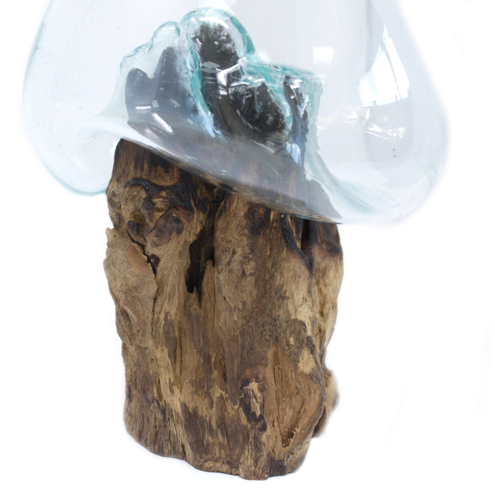 Molten Glass on Wood Large Bowl for Home Decor Display