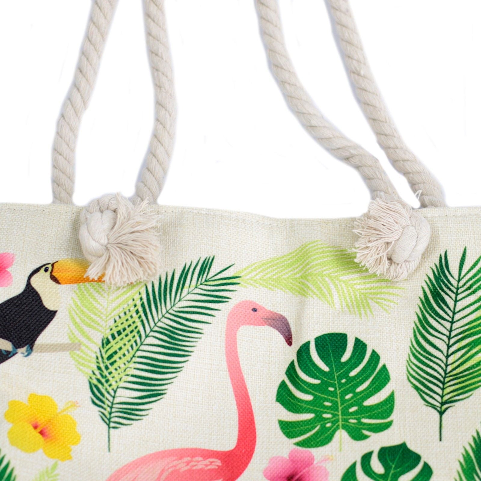 Flamingo Design Rope Handle Bag for Beach Days and Everyday Use