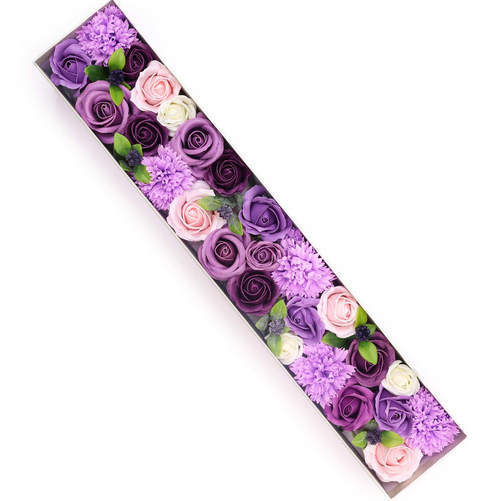 Extra Long Lavender Rose and Carnation Soap Flower Gift Box Set