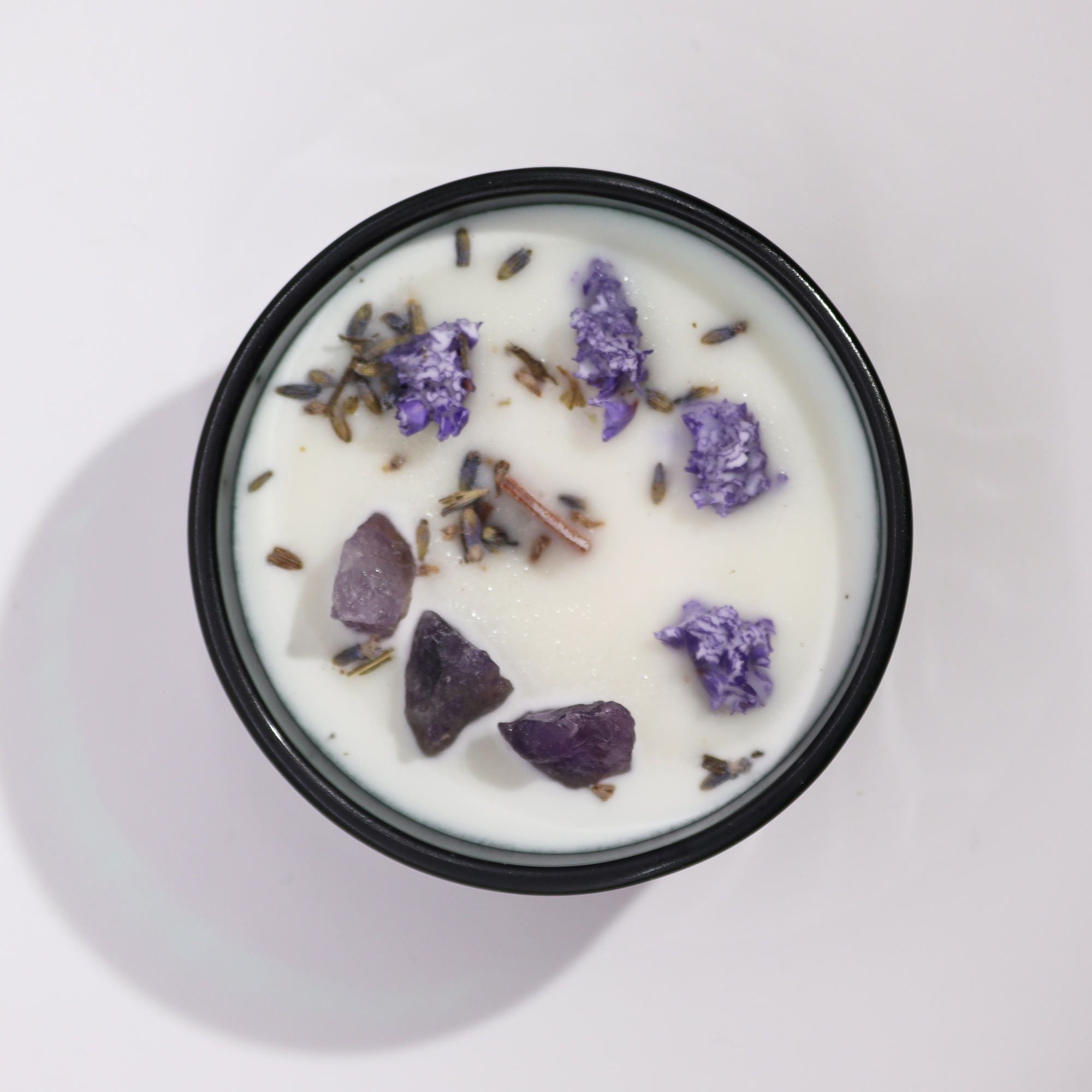 Crystal Magic Flower Candle The Moon with Amethyst and Lavender