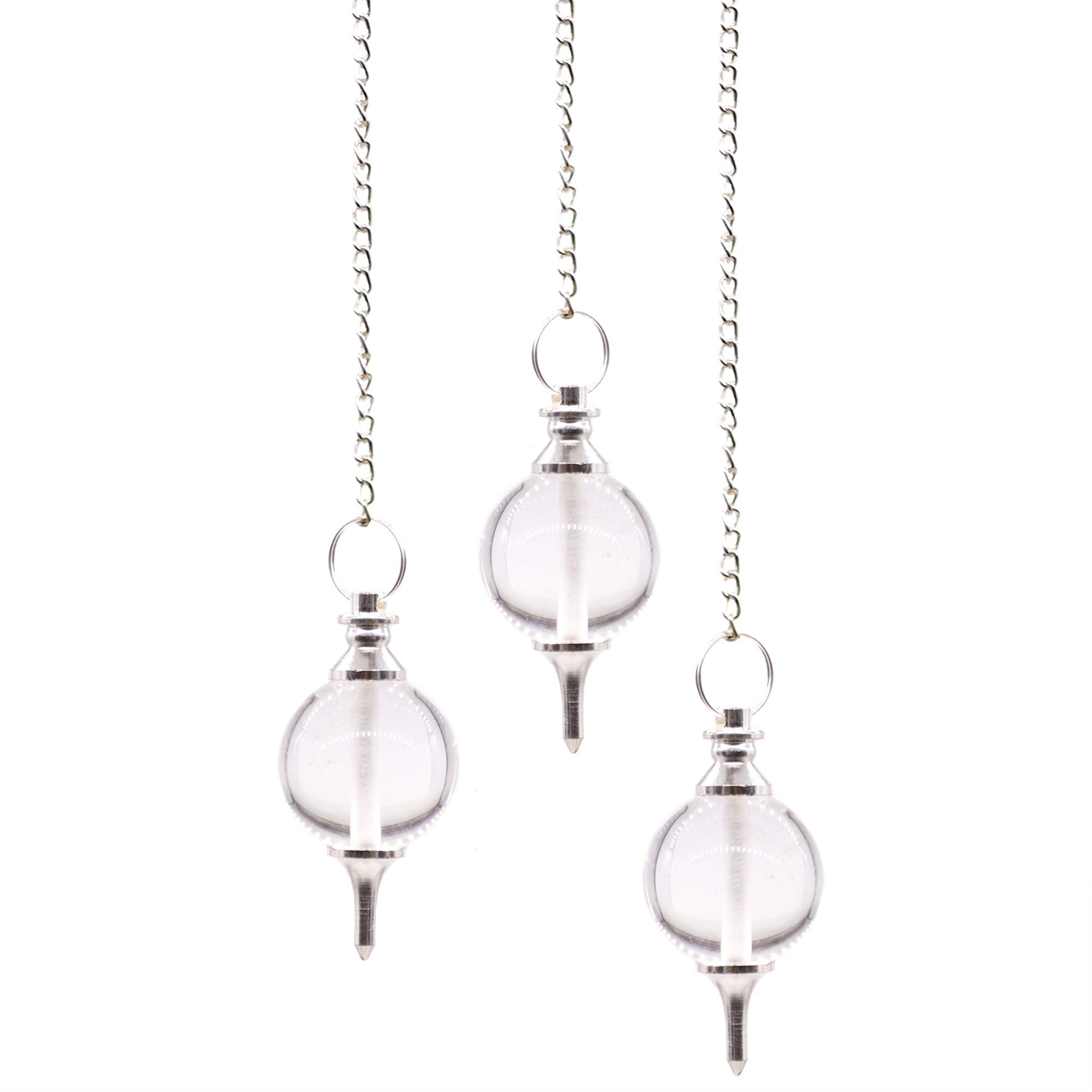 Rock Quartz Sphere Pendulums for Dowsing and Magical Divination
