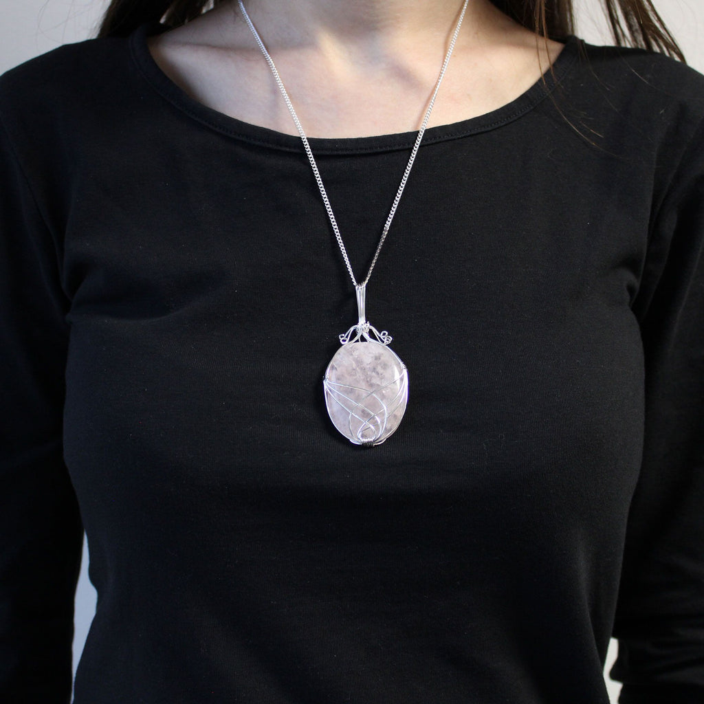 Swirl Wrapped Gemstone Necklace with Opalite Design