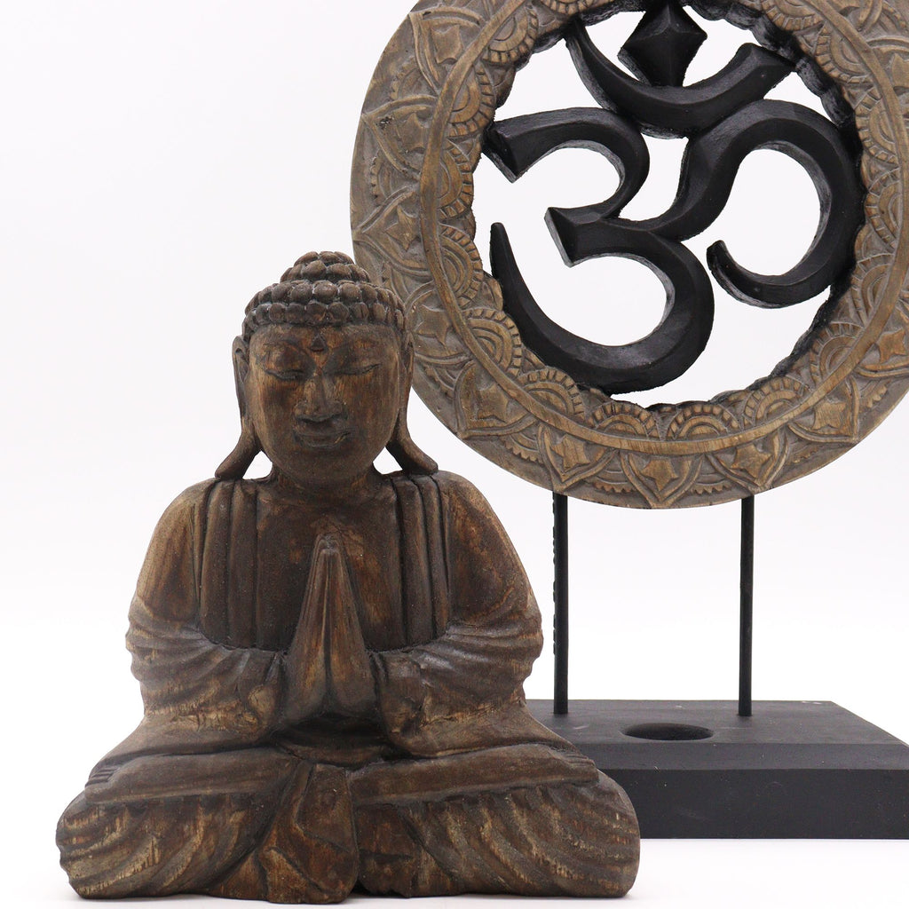 Buddha Feng Shui Set with Om Symbol in Elegant Grey and Black Design