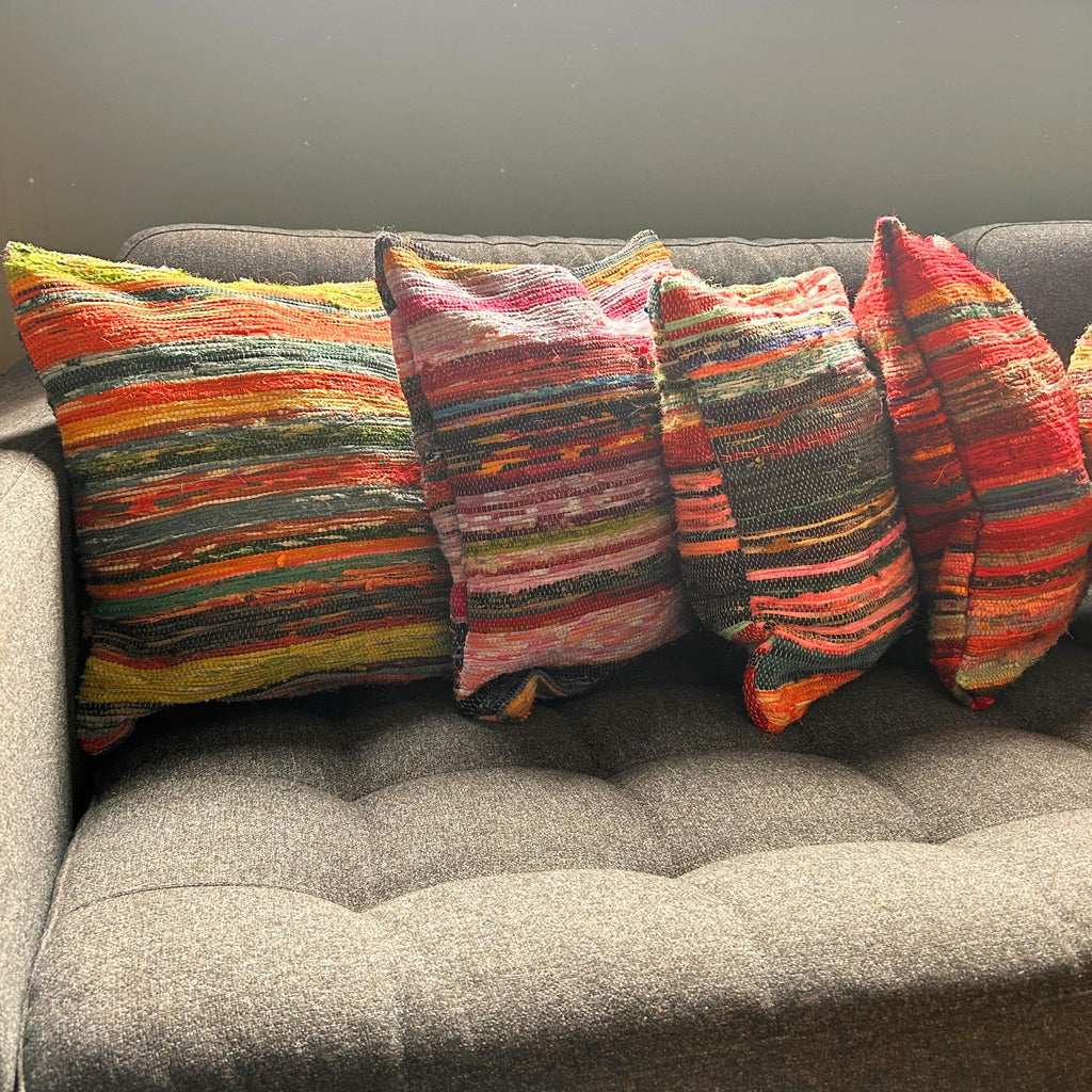 Multicoloured Rag Rug Cushion Covers for Vibrant Home Decor