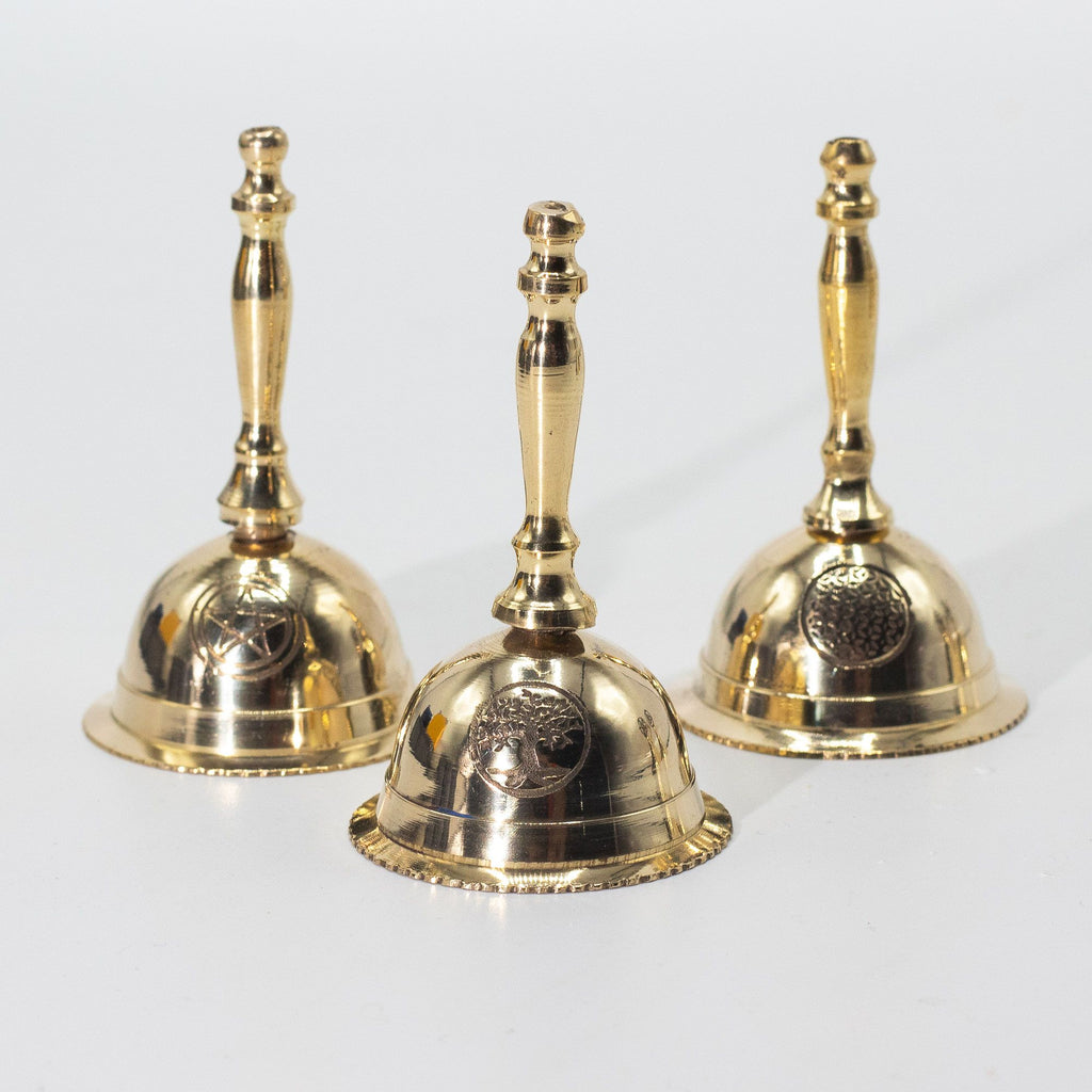 Small Altar Brass Bell with Penta Moon Design for Spiritual Rituals