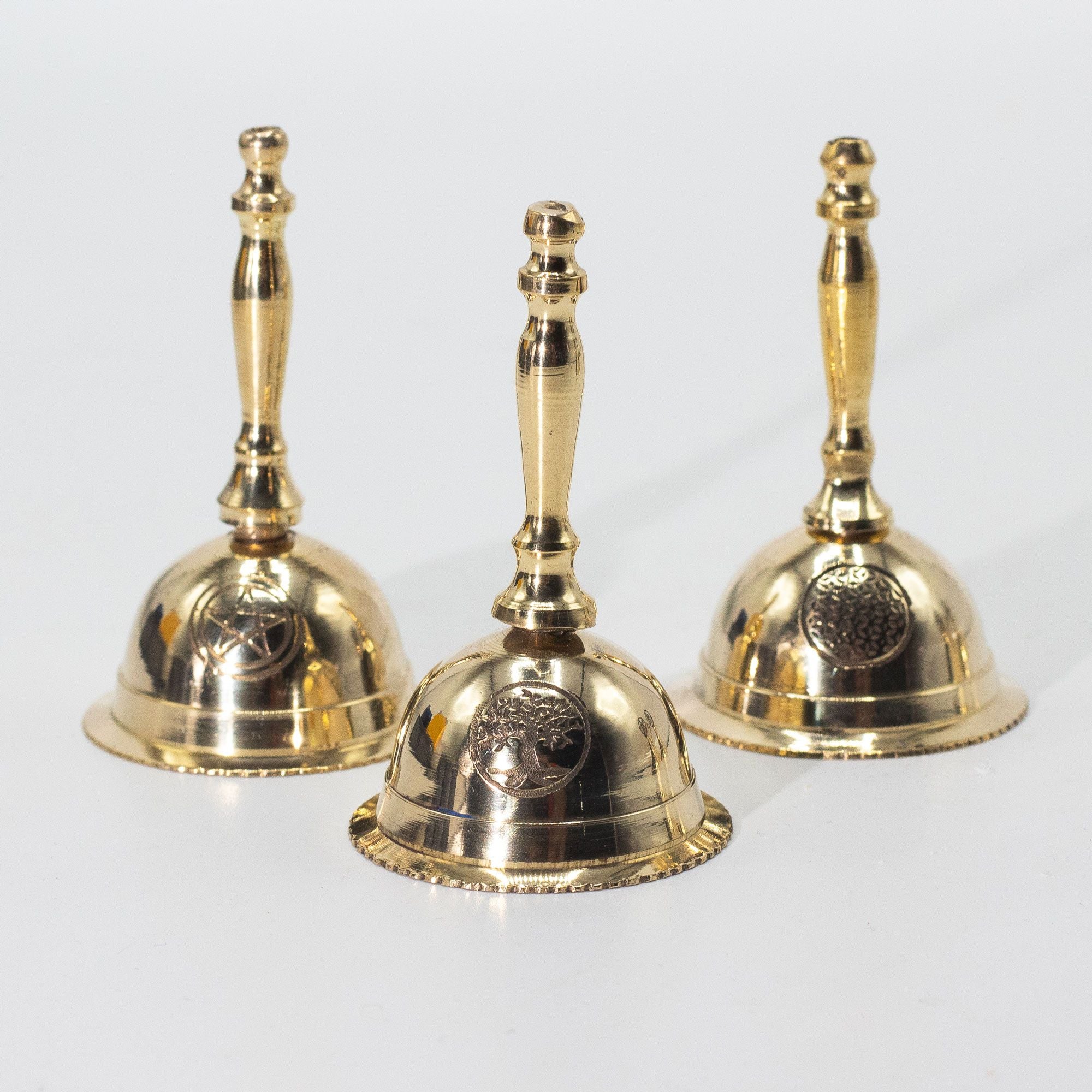 Small Altar Brass Bell with Penta Moon Design for Spiritual Rituals
