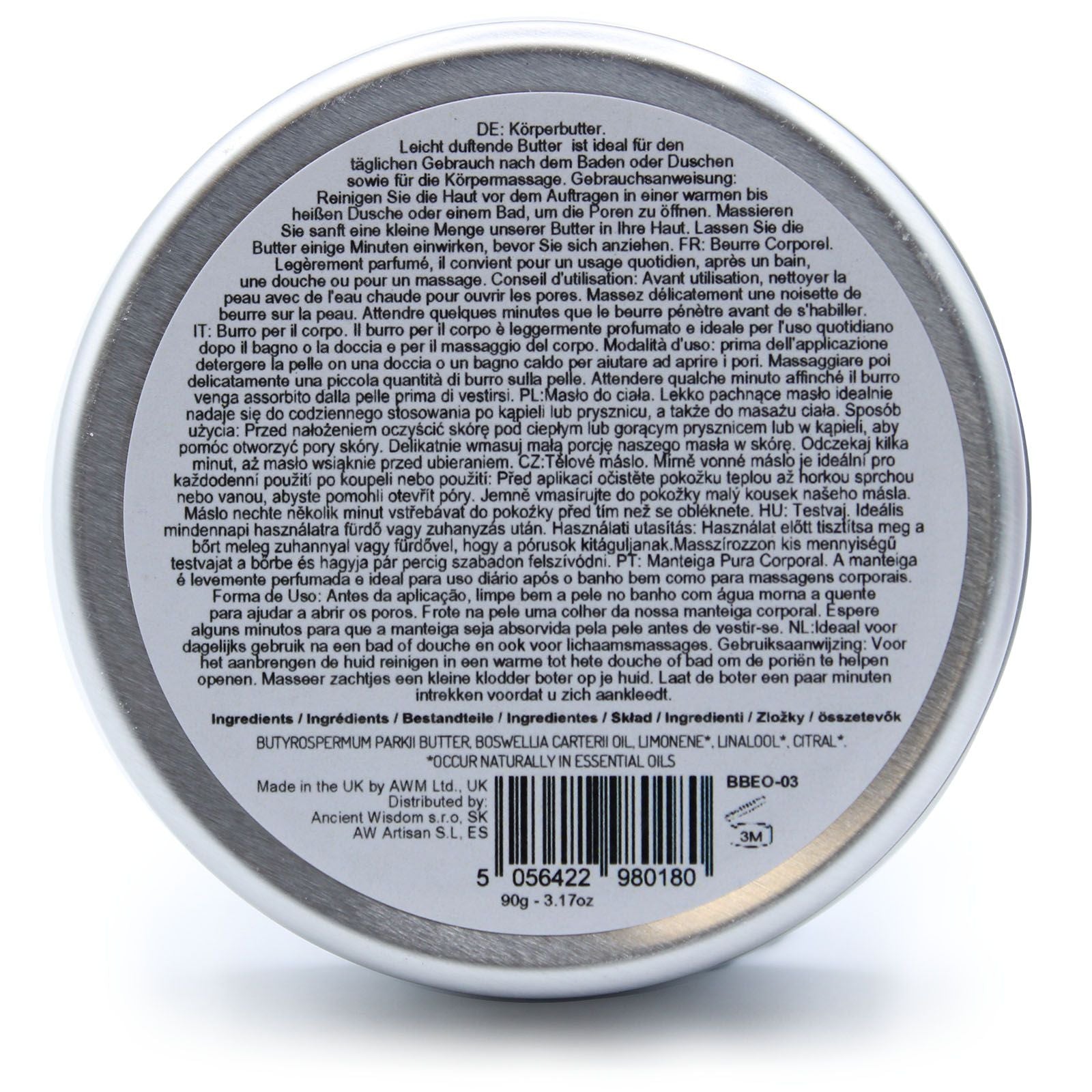 Aromatherapy Shea Body Butter 90g Infused with Frankincense Scent