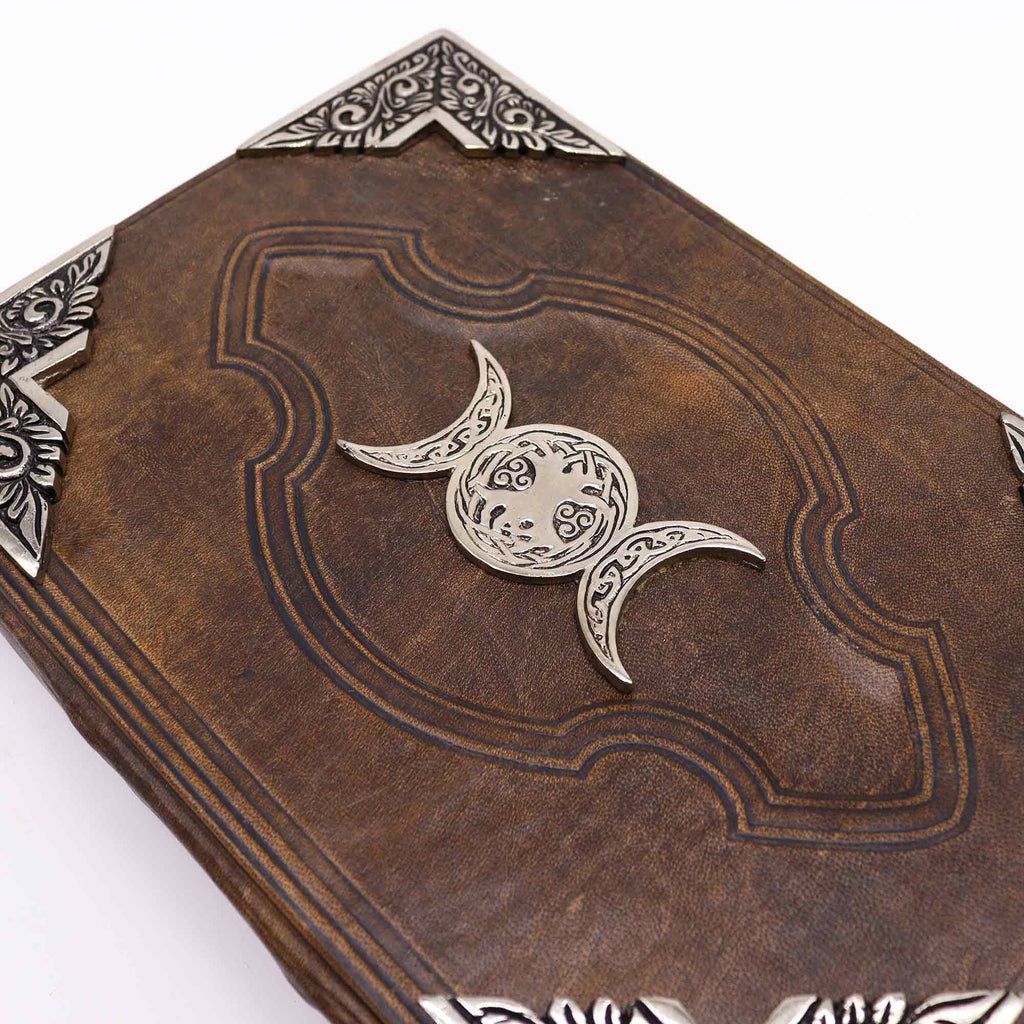 Hefty Brown Tan Journal with Zinc Triple Moon Decor and 200 Pages