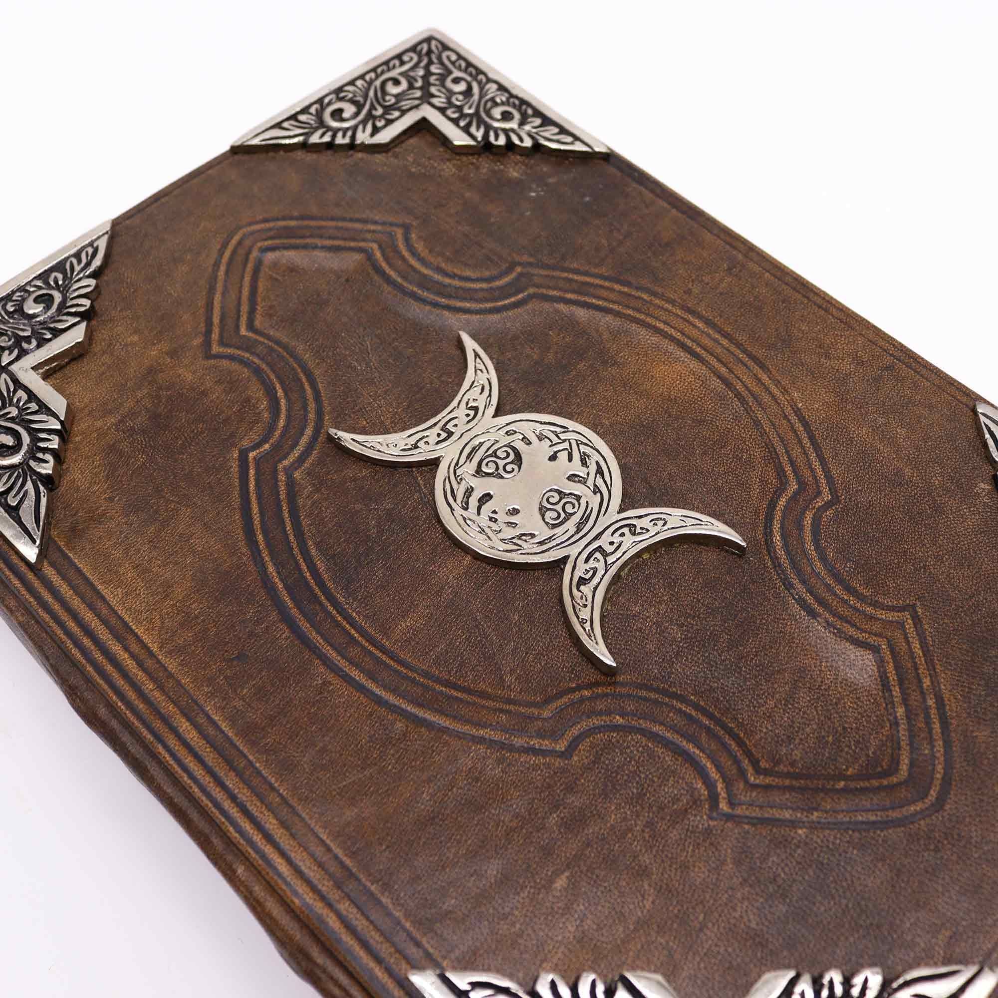 Hefty Brown Tan Journal with Zinc Triple Moon Decor and 200 Pages