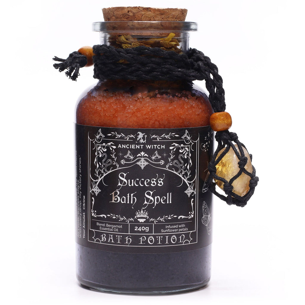 Ancient Witch Bath Spell Potion & Citrine Amulet for Success
