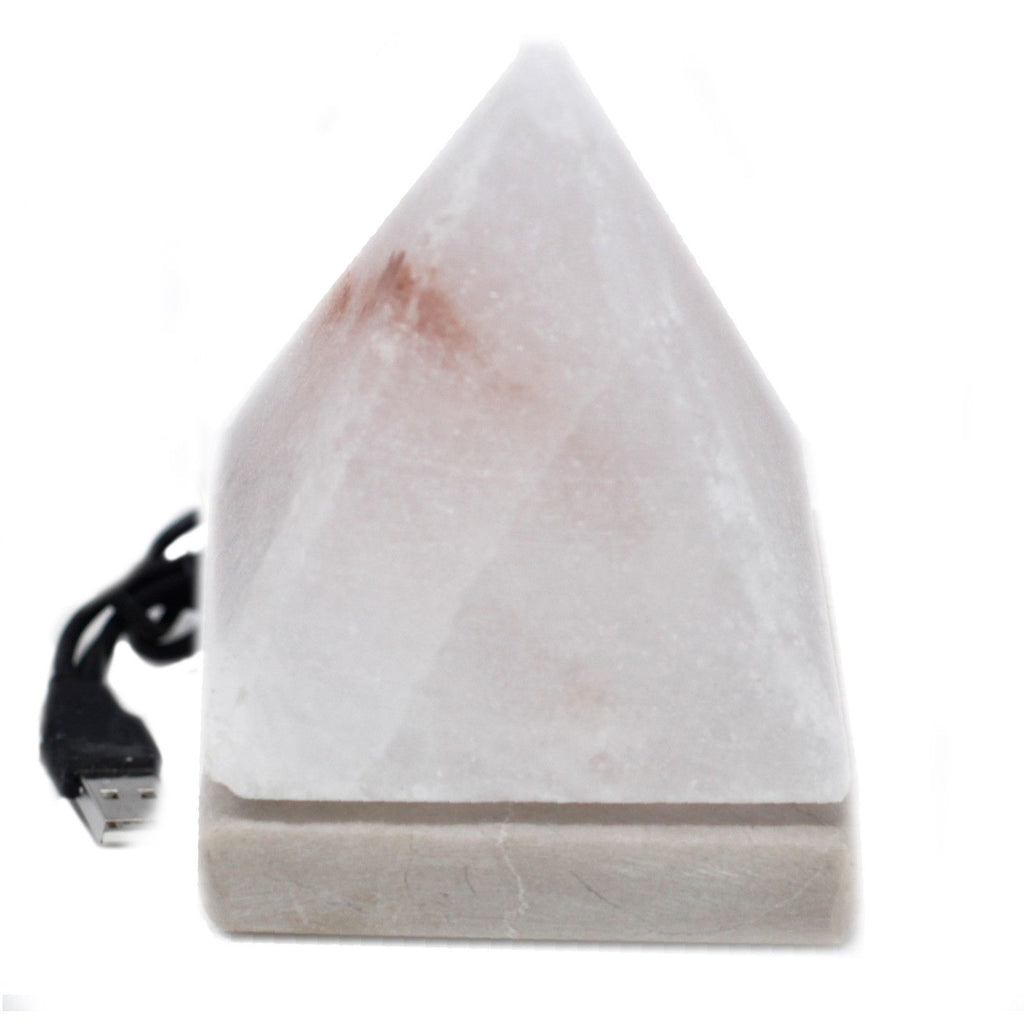 Quality USB Pyramid White Salt Lamp 9 cm for Unique Home Decor