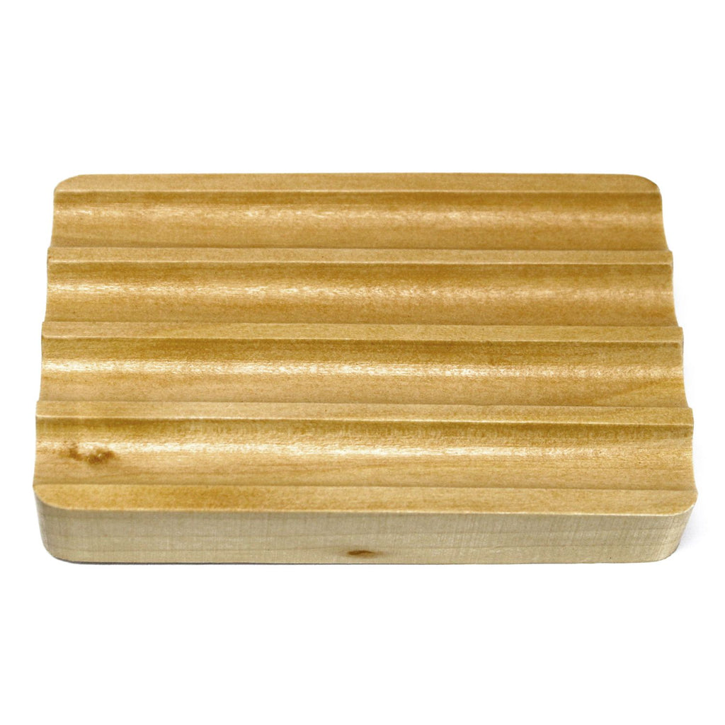 Hemu Wood Soap Dish with Corrugated Design for Lasting Soaps
