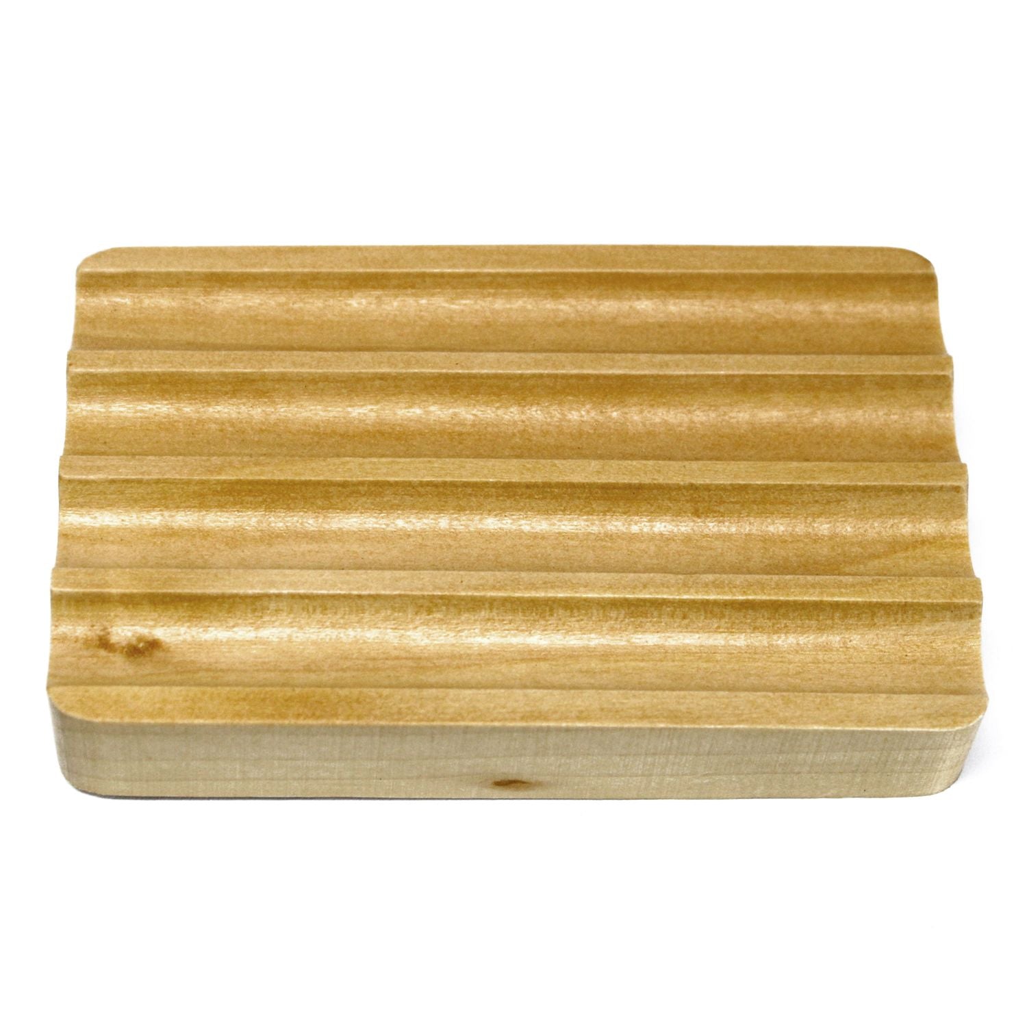 Hemu Wood Soap Dish with Corrugated Design for Lasting Soaps