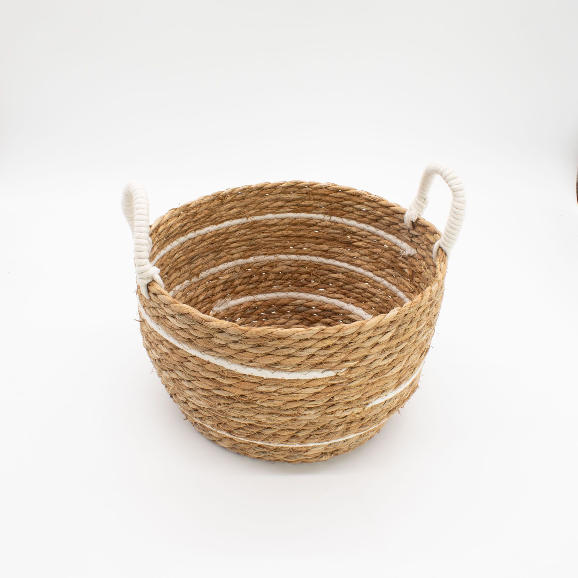Cotton & Seagrass Large Baskets Set of 3 with Natural Stripes