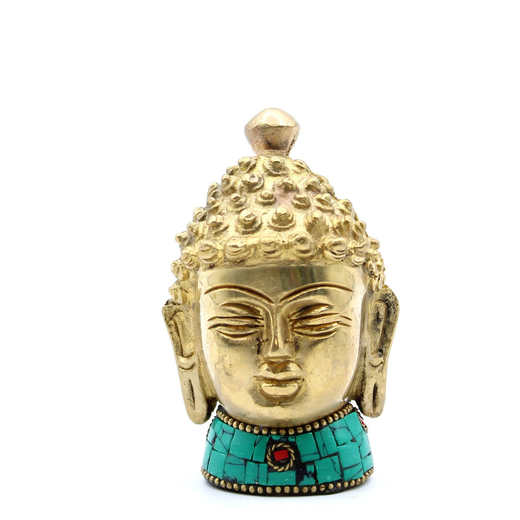 Medium Brass Buddha Figure with Head 8 cm Decorative Home Accent