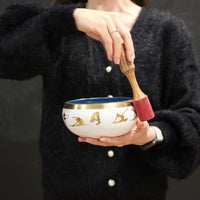 Large Yin & Yang Singing Bowl Set- White/Purple 14cm