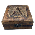 Square Wooden Keepsake Box with Buddha Design for Cherished Moments