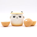 Panda Teapot Set with Three Cups in Vibrant Orange Design