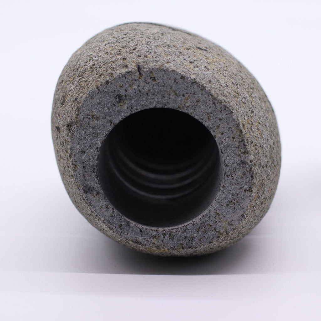 Natural Riverstone Candle Holder with Unique Standing Stone Design
