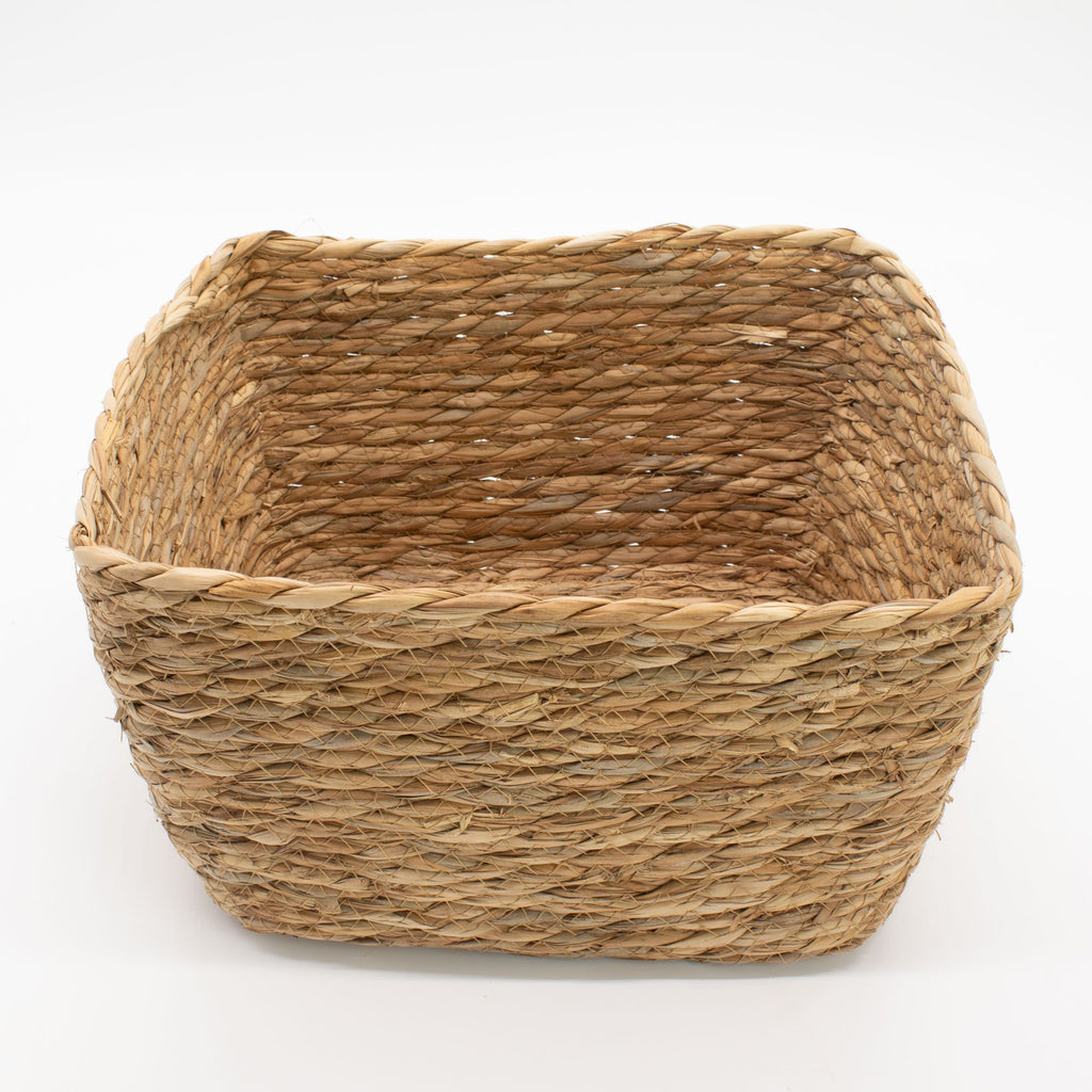 Natural Seagrass Square Baskets Set of 3 for Home Organisation