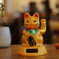 Solar Powered Japanese Lucky Cat Ornament – Gold