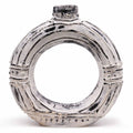 Unique Round Donut Shaped Cream Vase 30cm Decorative Art Piece