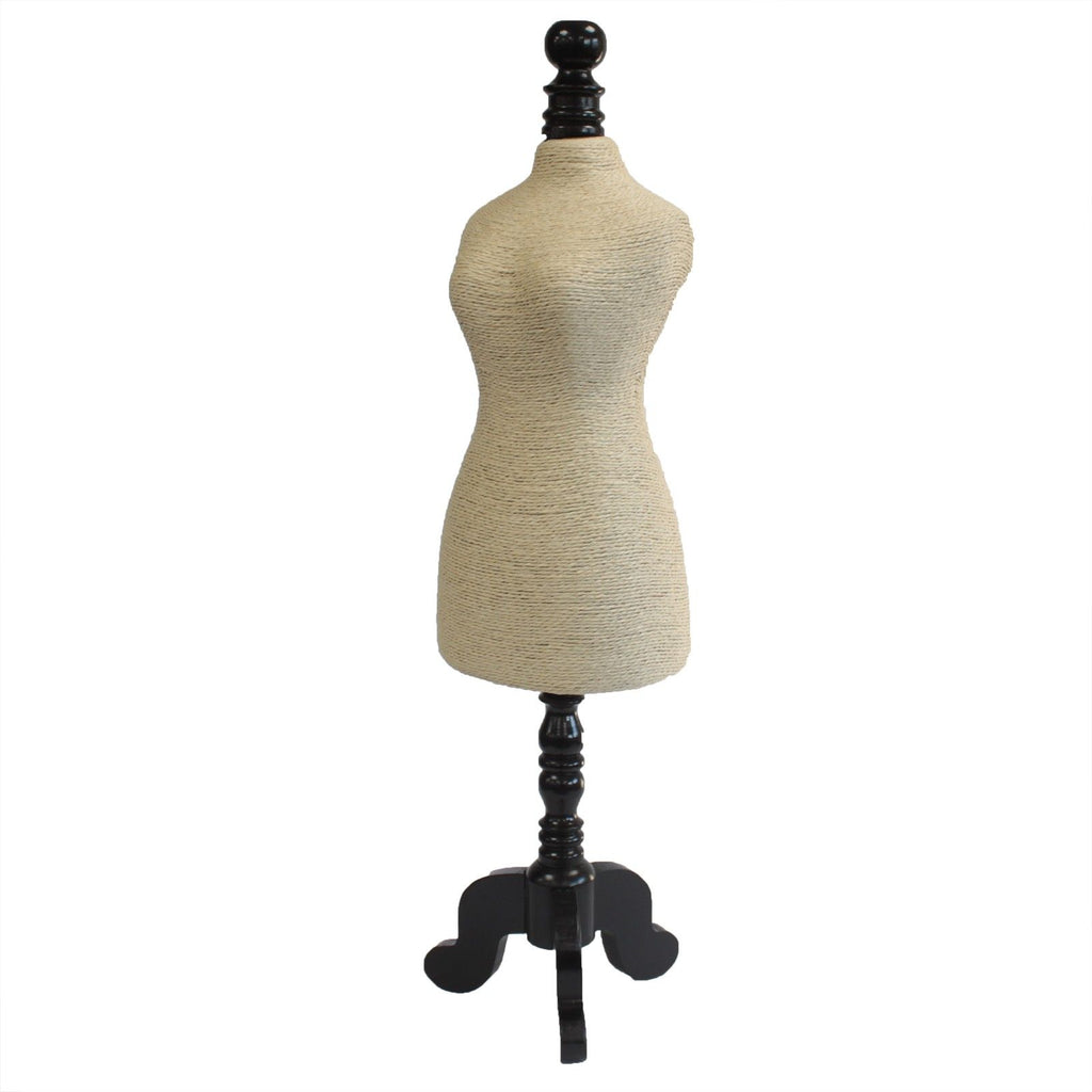 Natural Jewellery Display Mannequin on Wooden Stand in Cream