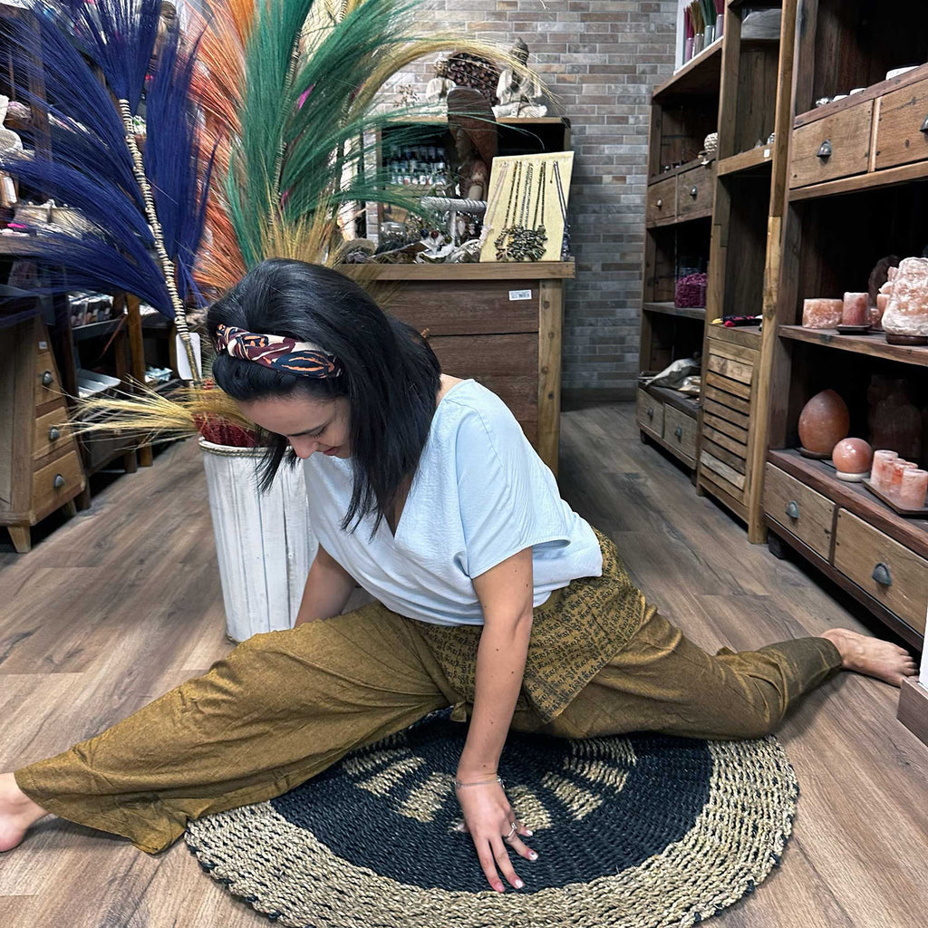 Yoga and Festival Pants Thai Fisherman with Mandala Mantra Design
