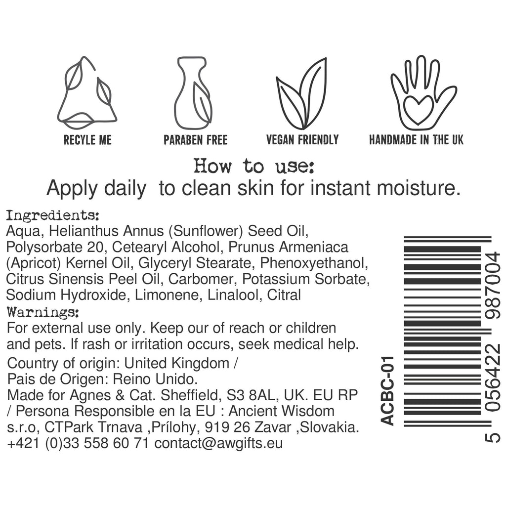 Agnes + Cat Hand and Body Cream Clementine for Daily Skincare
