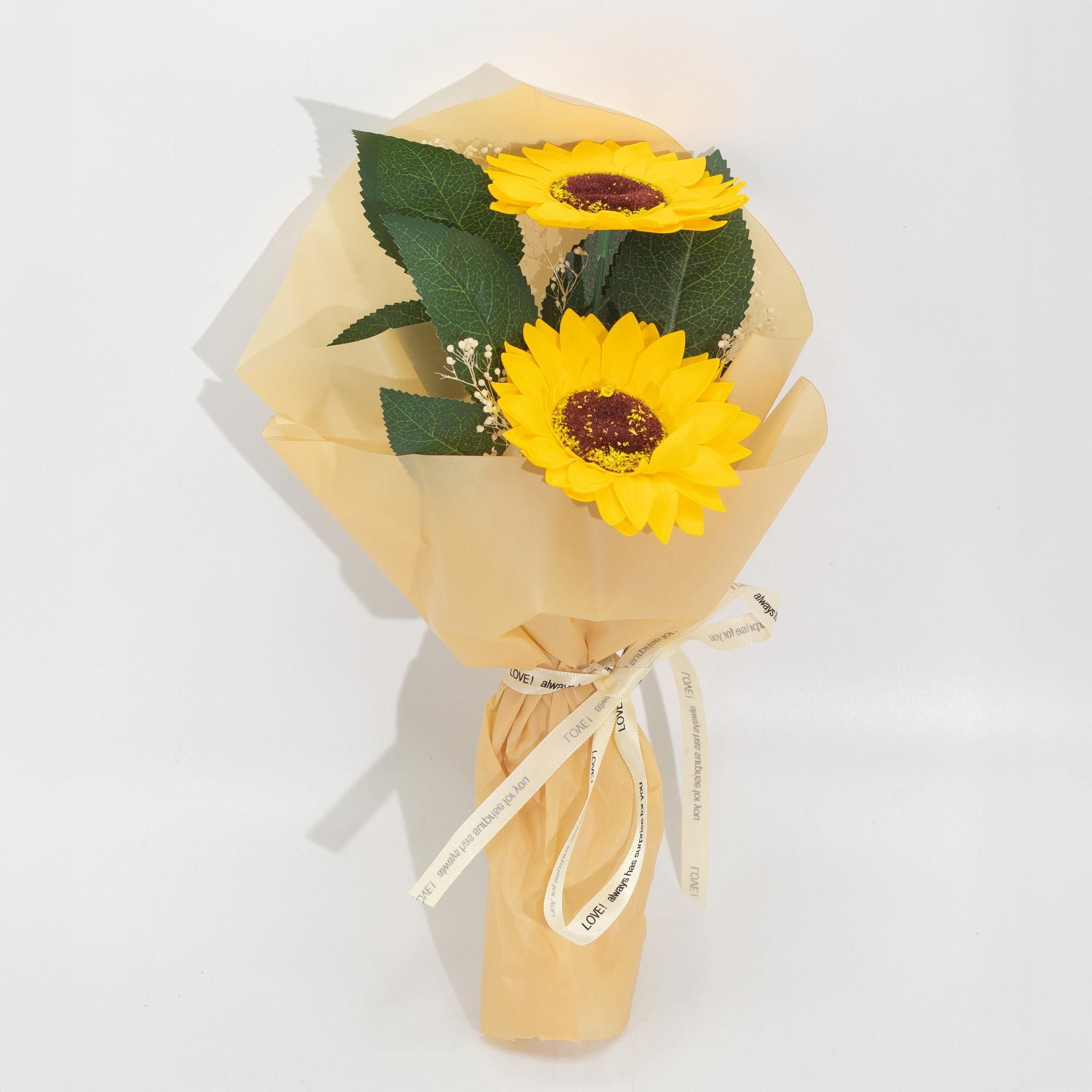 Soap Flower Two Sunflower Bouquet for Home Accent and Gifting