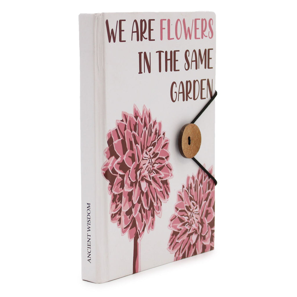 Notebook with Strap Featuring Beautiful Flowers in the Same Garden