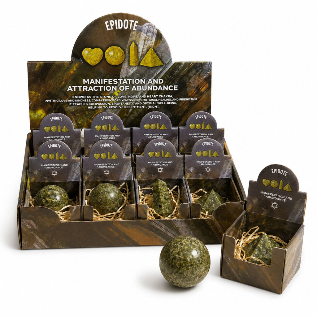 Four Unique Epidote Gemstone Shapes Set for Home Decor Lovers