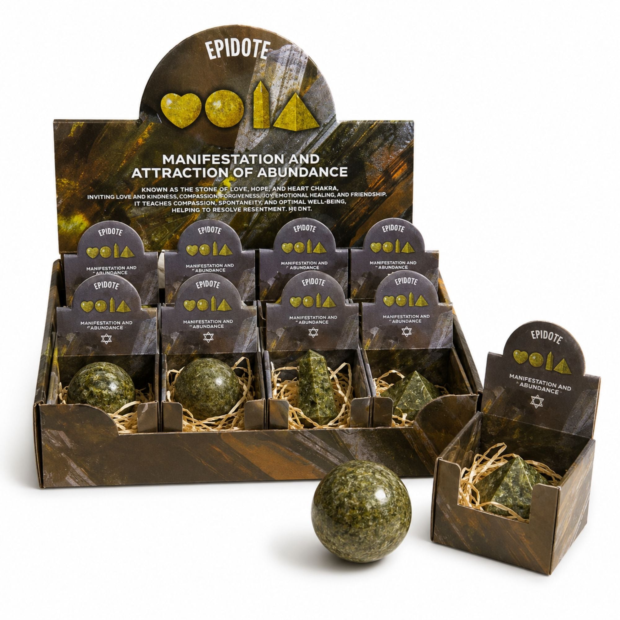 Four Unique Epidote Gemstone Shapes Set for Home Decor Lovers