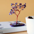 Amethyst Gemstone Tree on Natural Agate Base with 35 Beautiful Stones