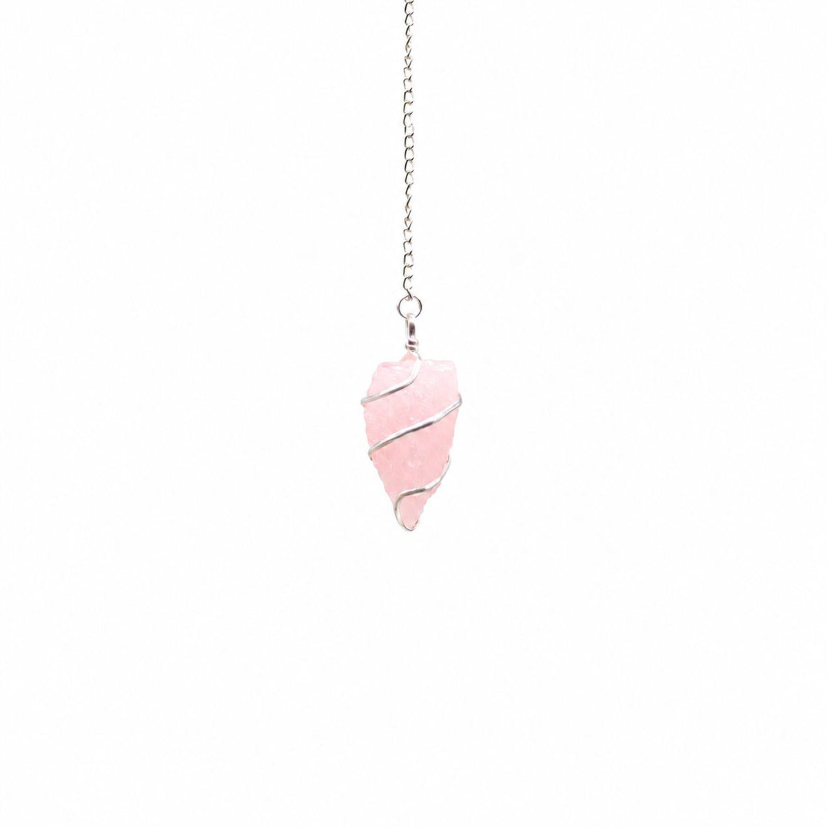 Raw Gemstone Pendulum - Rose Quartz