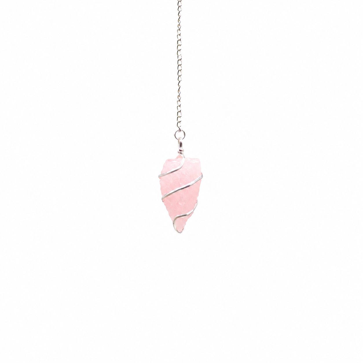Raw Gemstone Pendulum - Rose Quartz