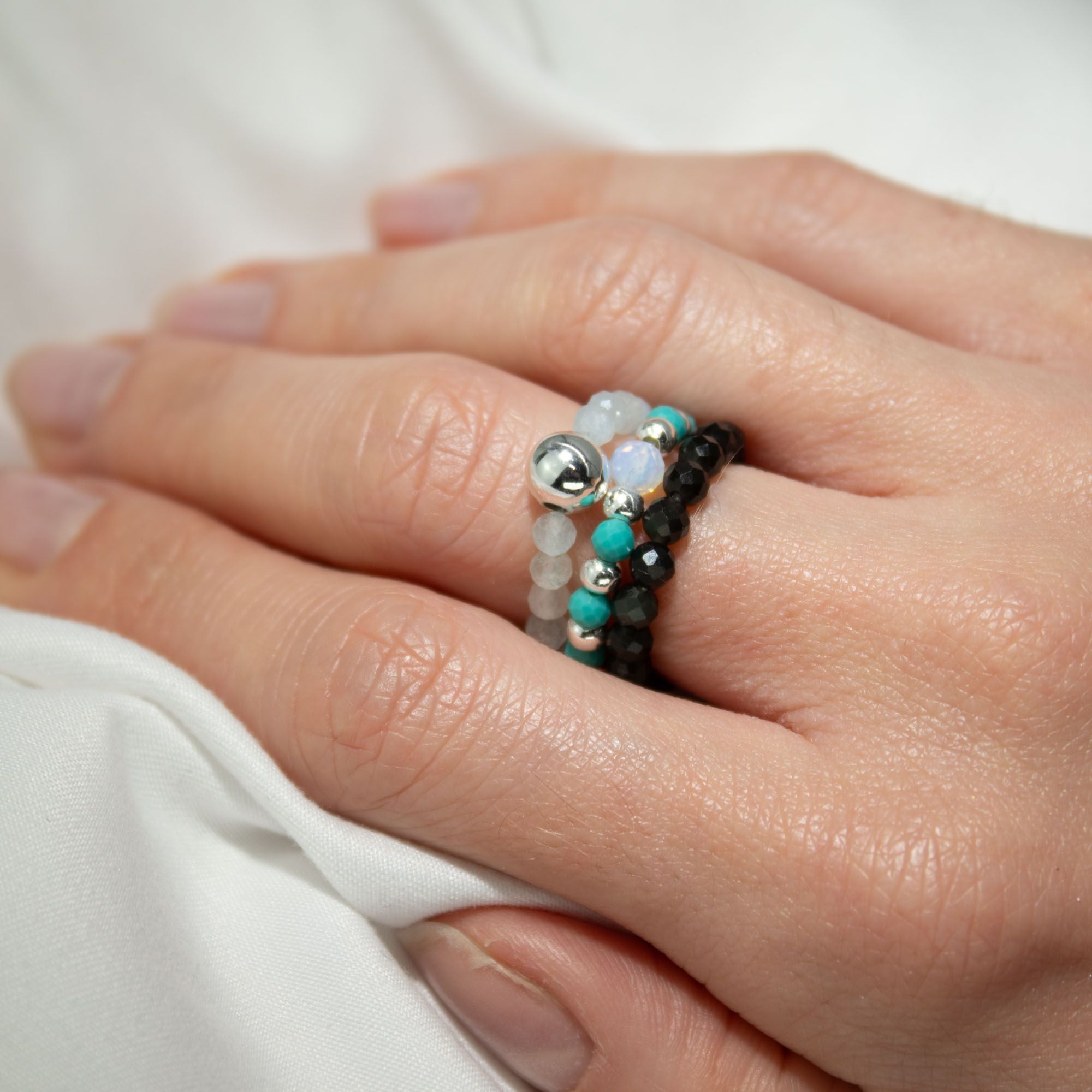 Nymph Spirit Gemstone Ring Set Endless Ocean for Unique Style