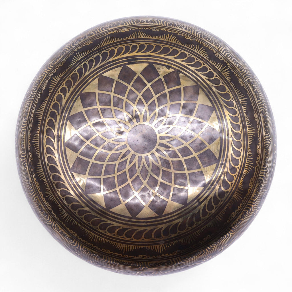 Engraved Huge Vibrational Feet Standing Bowl for Sound Therapy Use