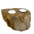 Petrified Wood Double Candle Holder for Stylish Home Decor
