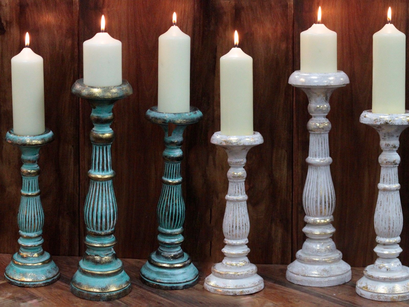 Small White Gold Candle Stand for Vintage Home Decor Display