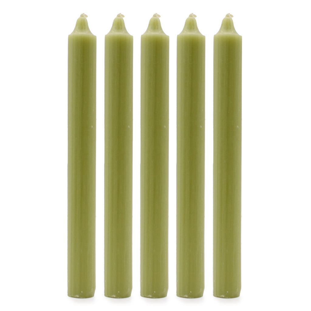 Solid Colour Dinner Candle Set of 21 in Rustic Olive for Decor