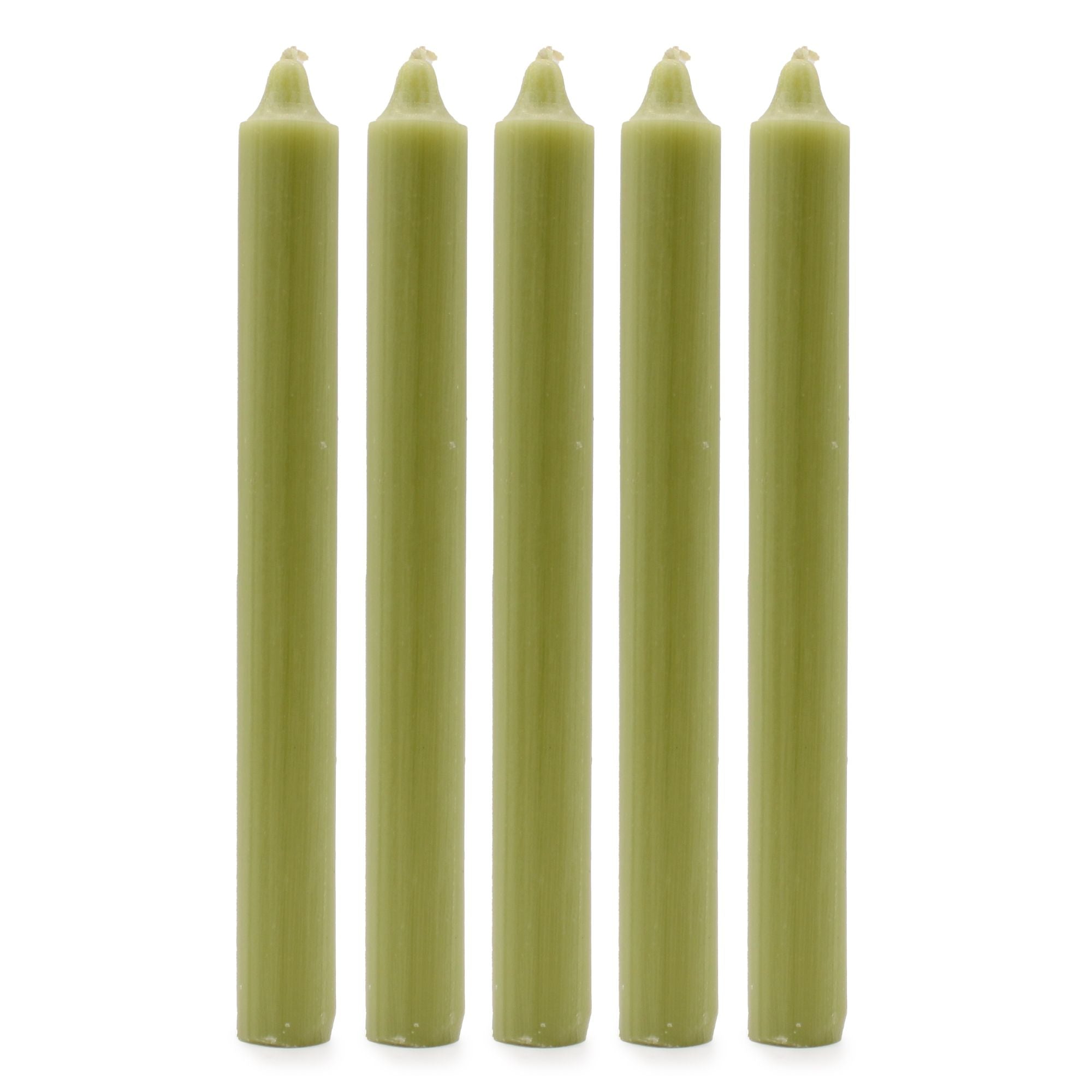 Solid Colour Dinner Candle Set of 21 in Rustic Olive for Decor