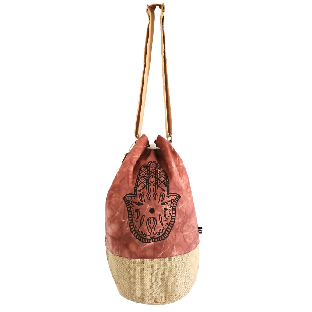 All Natural Backpack in Terracotta Stonewash with Hamsa Design