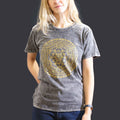 Nomad Sari Stonewashed Cotton T Shirt with Chakra Design Dark Grey
