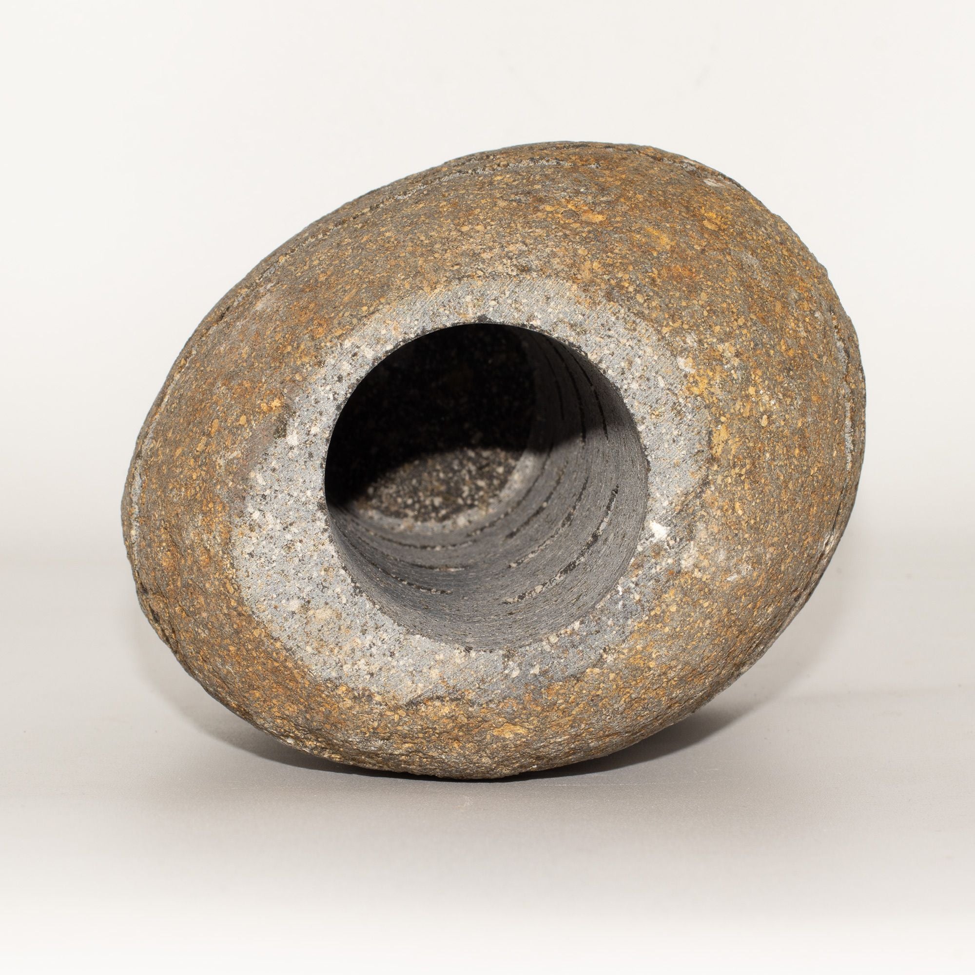 Natural Riverstone Candle Holder with Unique Standing Stone Cut