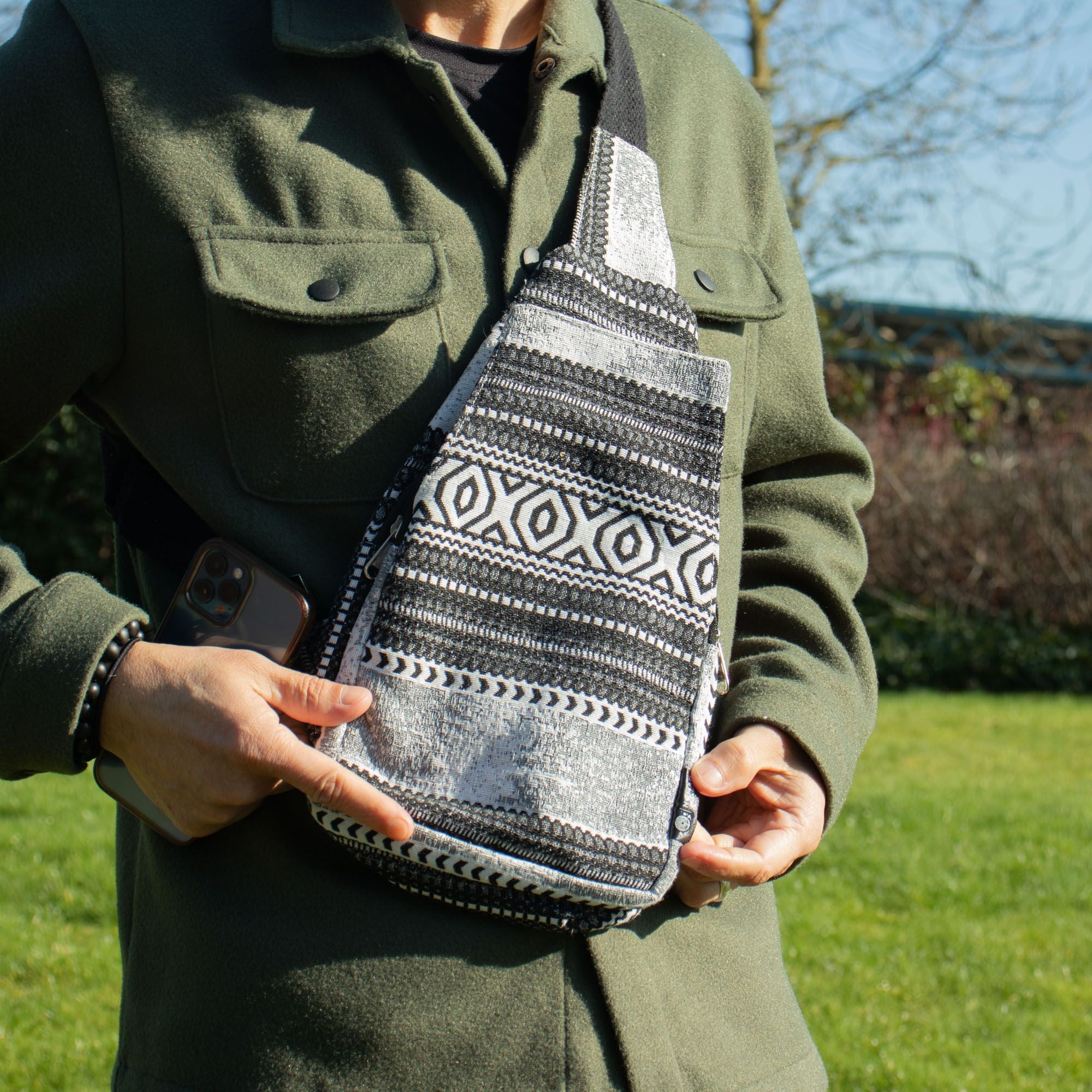 Nomad Sari Jacquard Natural Cross Bag with Urban Caravan Design