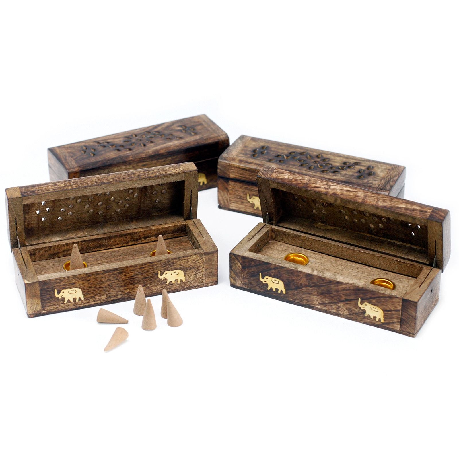 Beautiful Mango Wood Incense Cone Smoke Box Holder 6 Inch Design
