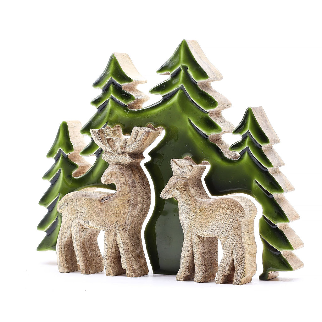 Lost in the Forest Two Deer 3D Wooden Decoration for Home Decor
