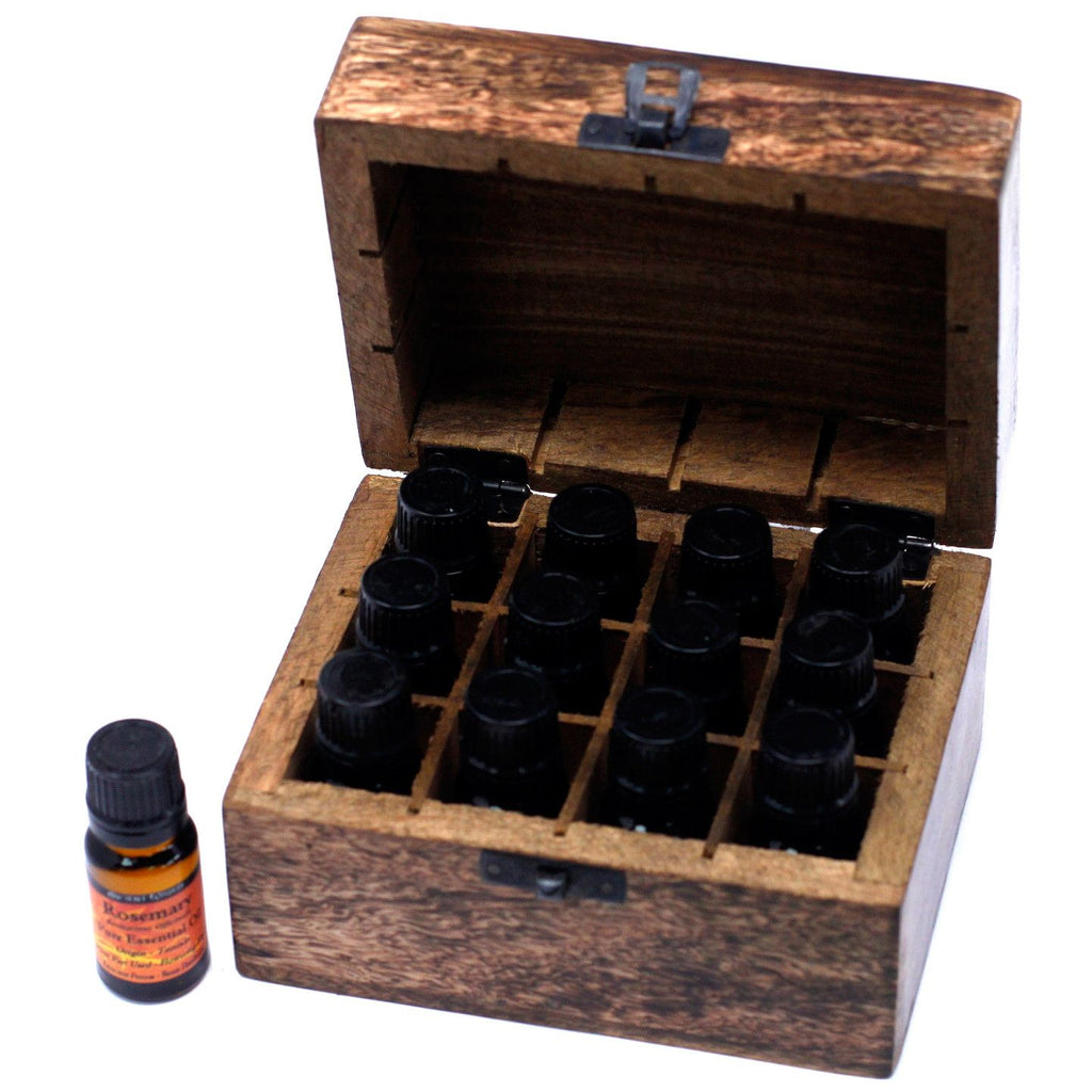 Mango Aromatherapy Box with Floral Design for 12 Essential Oils